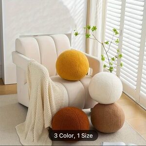 Soft Cozy Plush Round Ball Throw Pillow -11.81’’-soft white-NWT